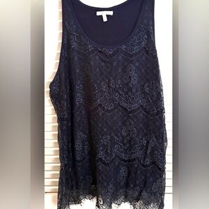 Maurices deep navy long lace knit tank L